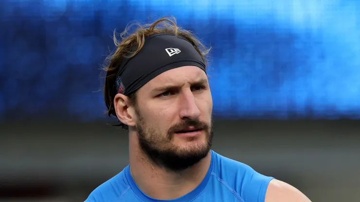 Joey Bosa #97 of the Los Angeles Chargers during warm up before the game against the Tampa Bay Buccaneers at SoFi Stadium on December 15, 2024 in Inglewood, California.