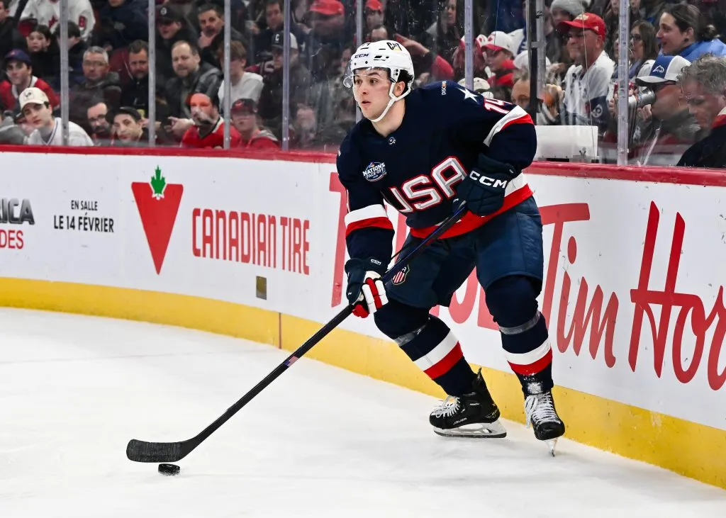 Brock Faber #14 of Team USA