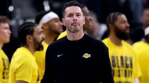 Head coach JJ Redick of the Los Angeles Lakers reacts during the game against the LA Clippers at Intuit Dome on February 04, 2025 in Inglewood, California.