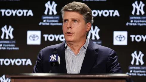 : Yankees principal owner Hal Steinbrenner speaks during a press conference at Yankee Stadium on December 21, 2022 in Bronx, New York.