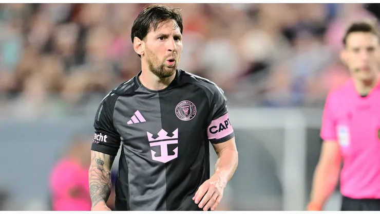 Lionel Messi #10 of Inter Miami reacts in the first half against the Orlando City during a preseason game at Raymond James Stadium on February 14, 2025 in Tampa, Florida.