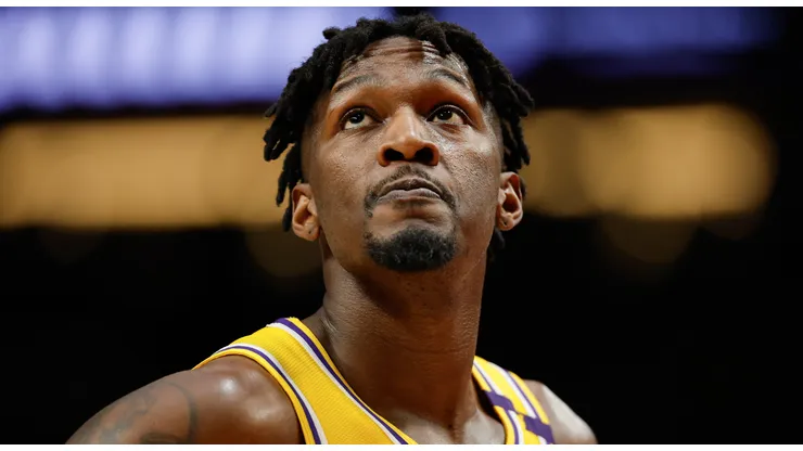 Dorian Finney-Smith #17 of the Los Angeles Lakers looks on during the fourth quarter against the Portland Trail Blazers at Moda Center on February 20, 2025 in Portland, Oregon. The Los Angeles Lakers won 110-102.