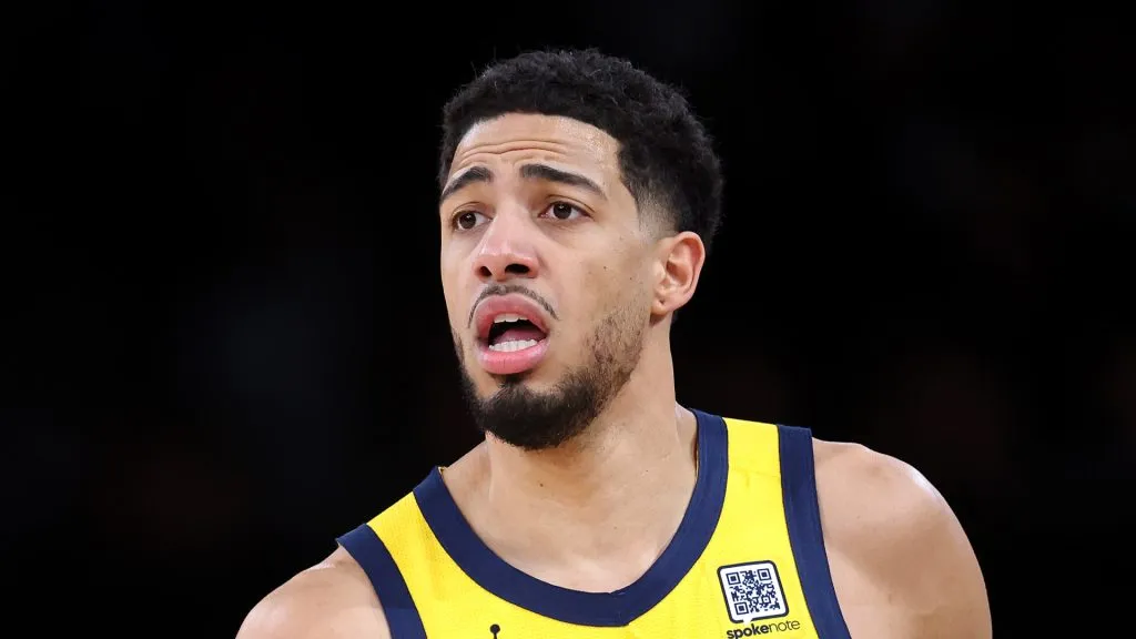 Tyrese Haliburton #0 of Indiana Pacers in action in the first quarter during the Paris NBA game between the Indiana Pacers and San Antonio Spurs