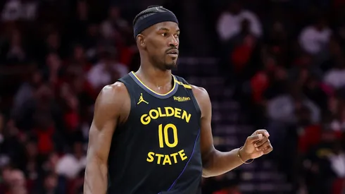 Jimmy Butler #10 of the Golden State Warriors handles the ball against the Houston Rockets during the second half at Toyota Center on February 13, 2025 in Houston, Texas.