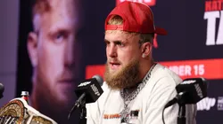 Jake Paul speaks during the post match press conference for LIVE On Netflix: Jake Paul vs. Mike Tyson at AT&T Stadium on November 15, 2024 in Arlington, Texas.