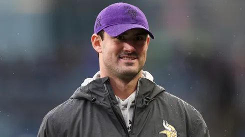 Daniel Jones #8 of the Minnesota Vikings looks on before the game against the Seattle Seahawks at Lumen Field on December 22, 2024 in Seattle, Washington.