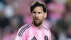 Lionel Messi #10 of Inter Miami CF reacts during the MLS match between Inter Miami CF and New York City FC at Chase Stadium on February 22, 2025 in Fort Lauderdale, Florida.