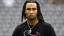 C.J. Stroud #7 of the Houston Texans warms up prior to a game against the Jacksonville Jaguars at NRG Stadium on September 29, 2024 in Houston, Texas.