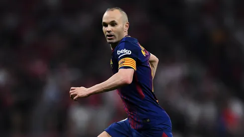 Andres Iniesta of FC Barcelona looks on during the Spanish Copa del Rey Final match between Barcelona and Sevilla at Wanda Metropolitano stadium on April 21, 2018 in Barcelona, Spain.