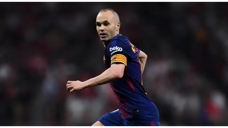 Andres Iniesta of FC Barcelona looks on during the Spanish Copa del Rey Final match between Barcelona and Sevilla at Wanda Metropolitano stadium on April 21, 2018 in Barcelona, Spain.