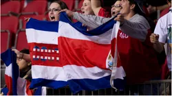 Fans of Costa Rica with flag