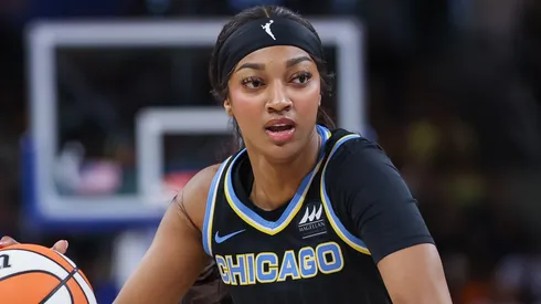 Angel Reese of the Chicago Sky during an WNBA game.
