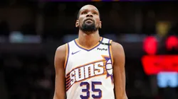 Kevin Durant #35 of the Phoenix Suns looks on against the Toronto Raptors during the second half at Scotiabank Arena on February 23, 2025 in Toronto, Canada.