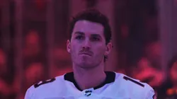 Matthew Tkachuk #19 of the Florida Panthers stands during the national anthem before the game against the Pittsburgh Penguins at PPG PAINTS Arena on January 26, 2024 in Pittsburgh, Pennsylvania.