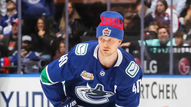 Elias Pettersson during 2024 NHL All-Star Skills Competition.