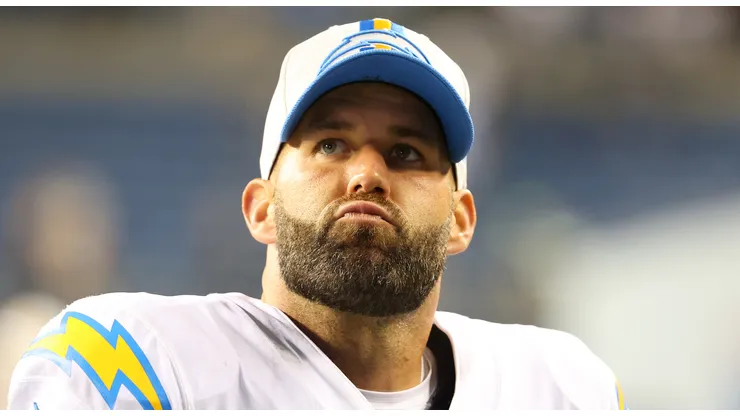 Chase Daniel #7 of the Los Angeles Chargers reacts after the 27-0 loss to the Seattle Seahawks during the NFL preseason game at Lumen Field on August 28, 2021 in Seattle, Washington.