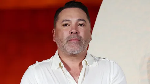 Oscar De La Hoya looks on during the weigh-in as part of the Riyadh Season - Latino Night at on November 15, 2024 in Riyadh, .