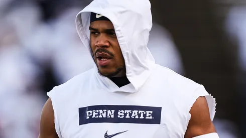 Abdul Carter #11 of the Penn State Nittany Lions looks on before the game against the Southern Methodist Mustangs at Beaver Stadium on December 21, 2024 in State College, Pennsylvania.