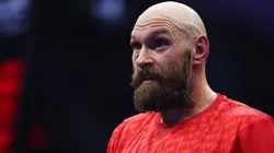 Tyson Fury reacts following defeat in the IBF, IBO, WBA, WBC and WBO Undisputed World Heavyweight titles' fight between Oleksandr Usyk and Tyson Fury as part of Oleksandr Usyk v Tyson Fury 2, Reignited card at Kingdom Arena on December 21, 2024 in Riyadh, Saudi Arabia.