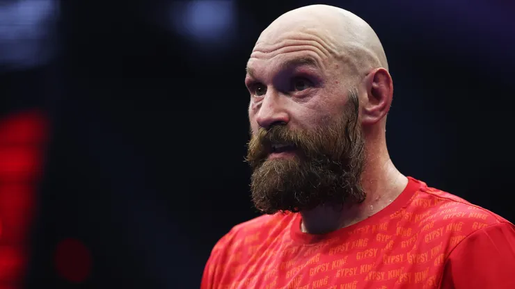 Tyson Fury reacts following defeat in the IBF, IBO, WBA, WBC and WBO Undisputed World Heavyweight titles' fight between Oleksandr Usyk and Tyson Fury as part of Oleksandr Usyk v Tyson Fury 2, Reignited card at Kingdom Arena on December 21, 2024 in Riyadh, Saudi Arabia.