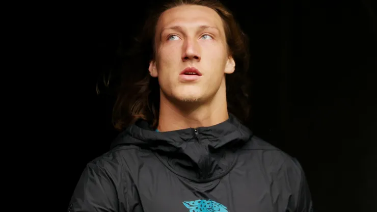 Trevor Lawrence #16 of the Jacksonville Jaguars walks to the field prior to the game against the Houston Texans at NRG Stadium on September 12, 2021 in Houston, Texas.
