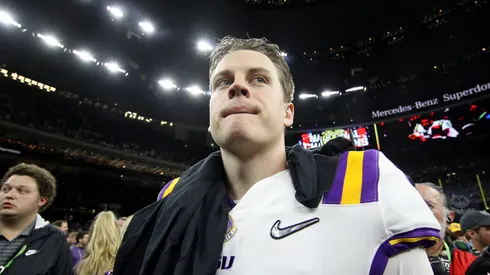 Joe Burrow #9 of the LSU Tigers celebrates after defeating the Clemson Tigers 42-25 in the College Football Playoff National Championship game at Mercedes Benz Superdome on January 13, 2020 in New Orleans, Louisiana.