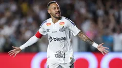 Neymar of Santos celebrates a goal