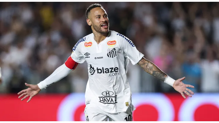 Neymar of Santos celebrates a goal