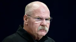 Head coach Andy Reid of the Kansas City Chiefs speaks to the media during the NFL Scouting Combine at the Indiana Convention Center on February 25, 2025 in Indianapolis, Indiana.