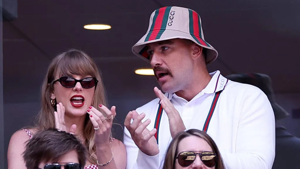 Taylor Swift and Travis Kelce attend the 2024 US Open men’s final between Jannik Sinner and Taylor Fritz (Sarah Stier/Getty Images)