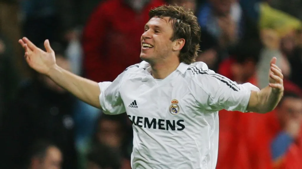 Antonio Cassano celebrates after scoring a goal during a league match between Real Madrid and Atletico Madrid. (Denis Doyle/Getty Images)