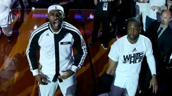 LeBron James #6 of the Miami Heat is introduced before Game Four of the Eastern Conference Finals of the 2014 NBA Playoffs against the Indiana Pacers at American Airlines Arena on May 26, 2014 in Miami, Florida.