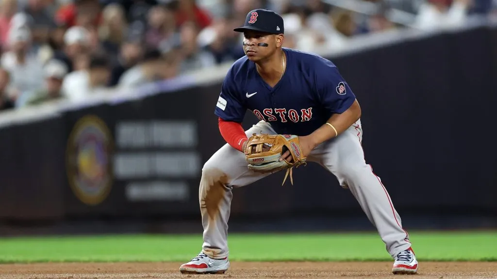 Rafael Devers #11 of the Boston Red Sox in action against the New York Yankees at Yankee Stadium on September 13, 2024 in the Bronx borough of New York City. (Photo by Luke Hales/Getty Images)
