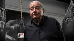 Top Rank Founder and CEO Bob Arum looks on during a media workout for Teofimo Lopez at the City Athletic Boxing Gym on November 04, 2021 in Las Vegas, Nevada.