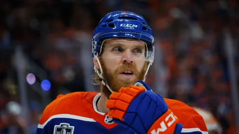 Connor McDavid #97 of the Edmonton Oilers plays against the Florida Panthers in Game Six of the 2024 NHL Stanley Cup Final at Rogers Place on June 21, 2024 in Edmonton, Alberta, Canada.