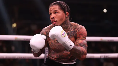Gervonta Davis punches Hector Luis Garcia in their WBA World Lightweight Championship bout at Capital One Arena on January 7, 2023 in Washington, DC.