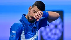 Novak Djokovic of Serbia competes in her round of 32 match against Matteo Berrettini of Italy during the ATP Qatar.