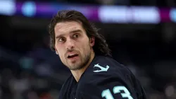 Brandon Tanev #13 of the Seattle Kraken warms up before the game against the Edmonton Oilers at Climate Pledge Arena on January 04, 2025 in Seattle, Washington.