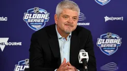 Head coach Todd McLellan of the Los Angeles Kings speaks during a press conference following the NHL Global Series match between Arizona Coyotes and Los Angeles Kings at Rod Laver Arena.