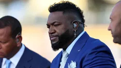 David Ortiz prepares to broadcast prior to Game Six of the National League Championship Series at Dodger Stadium on October 20, 2024 in Los Angeles, California.