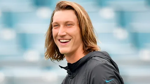 Quarterback Trevor Lawrence #16 of the Jacksonville Jaguars looks on prior to the game against the Denver Broncos at TIAA Bank Field on September 19, 2021 in Jacksonville, Florida.