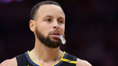 Stephen Curry #30 of the Golden State Warriors looks on against the Houston Rockets during the second half at Toyota Center.