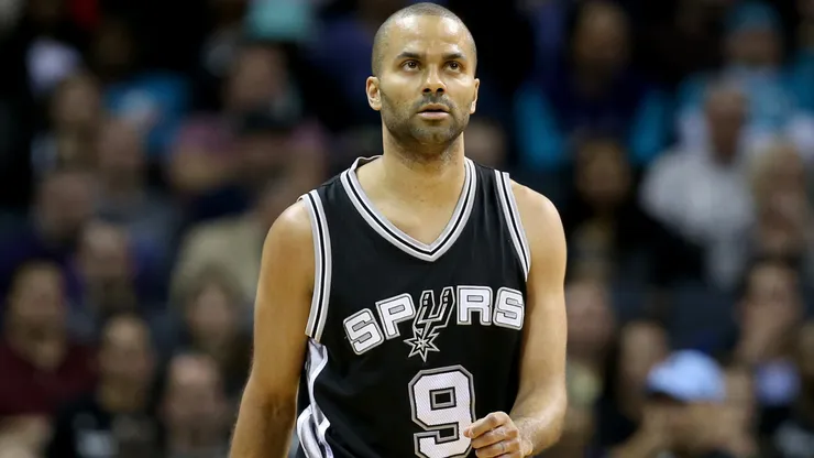 Tony Parker #9 of the San Antonio Spurs during their game against the Charlotte Hornets at Time Warner Cable Arena.