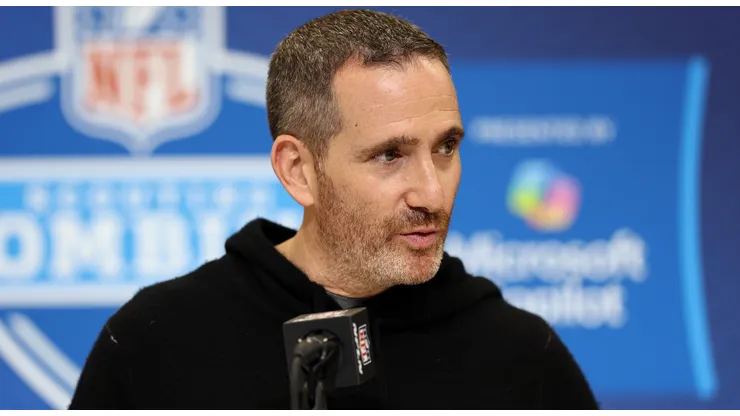 General manager Howie Roseman of the Philadelphia Eagles speaks to the media during the NFL Scouting Combine at the Indiana Convention Center on February 25, 2025 in Indianapolis, Indiana.