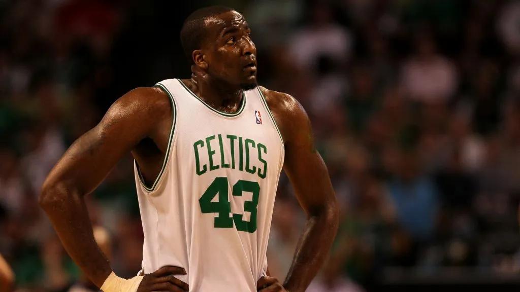 Kendrick Perkins playing with the Boston Celtics on May 24, 2010.