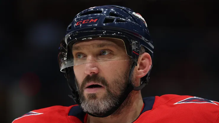 Alex Ovechkin #8 of the Washington Capitals skates against the Florida Panthers at Capital One Arena on February 04, 2025 in Washington, DC.