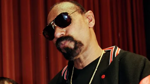 Former Los Angeles Laker Wilt Chamberlain addresses the media at a press conference before the NBA All-Star Game at the Renaissance Hotel in Cleveland, Ohio.