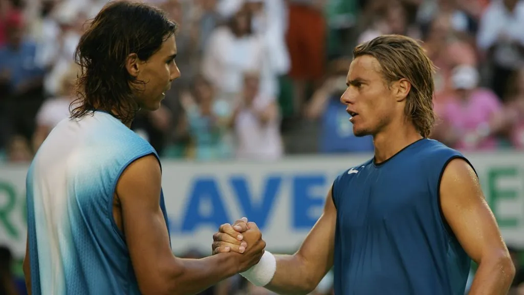 Hewitt beat Nadal in their first encounter at the 2005 Australian Open (Clive Brunskill/Getty Images)