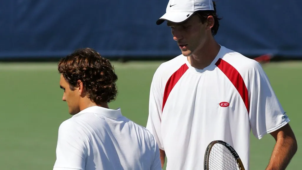 Ivo Karlovic after defeating Roger Federer in Cincinnati in 2008 (Ronald Martinez/Getty Images)