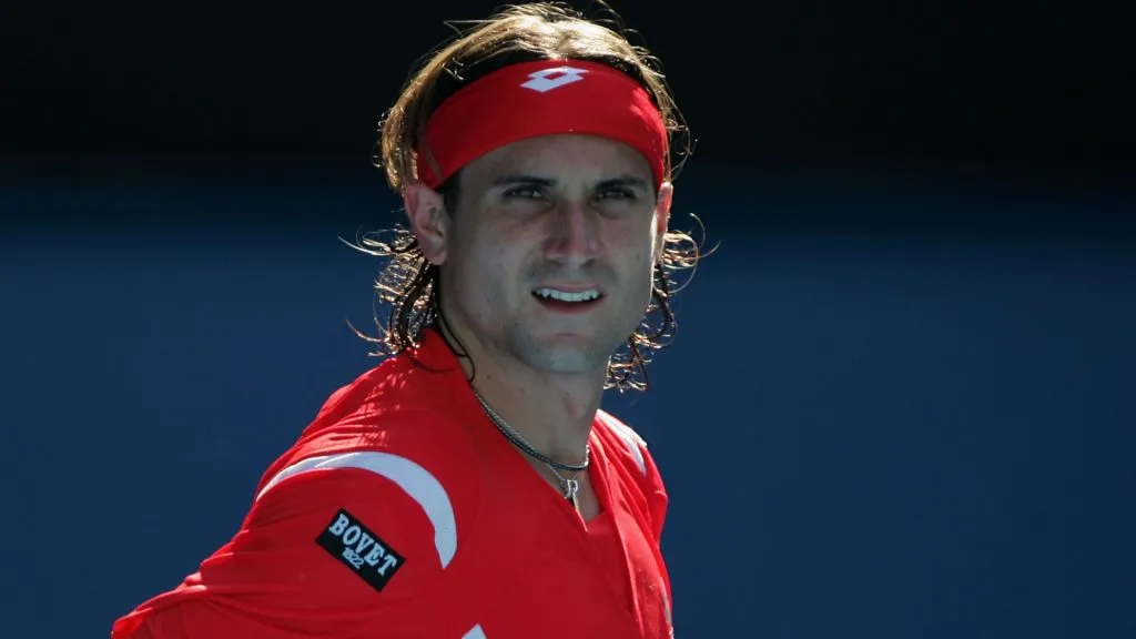 David Ferrer of Spain shows his frustration after a point during his quarter-final match against Novak Djokovic of Serbia on day ten of the Australian Open 2008. (Source: Ezra Shaw/Getty Images)